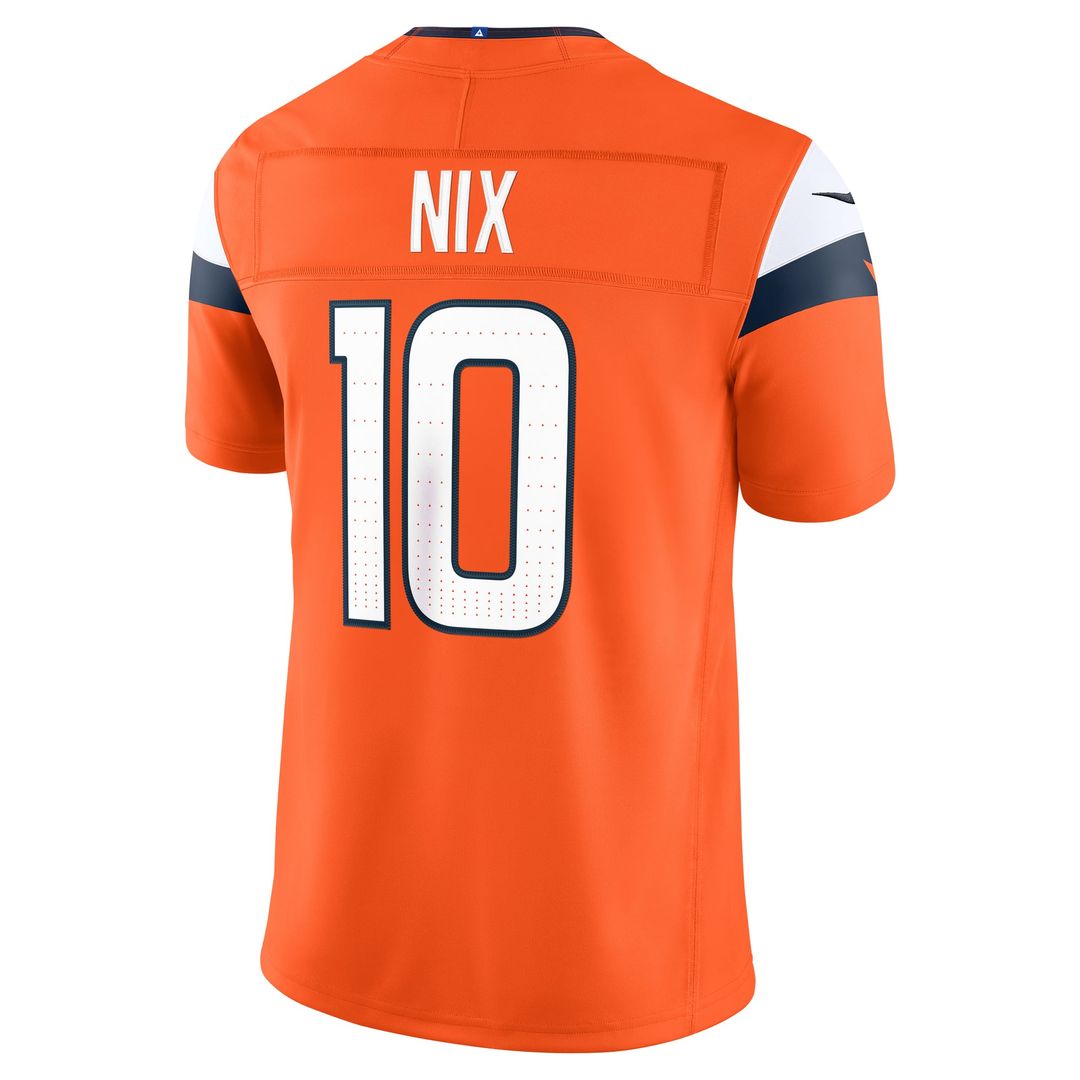 Denver Broncos Bo Nix Orange Team Vapor F.U.S.E. Stitched Limited Jersey | NFL Football Jersey