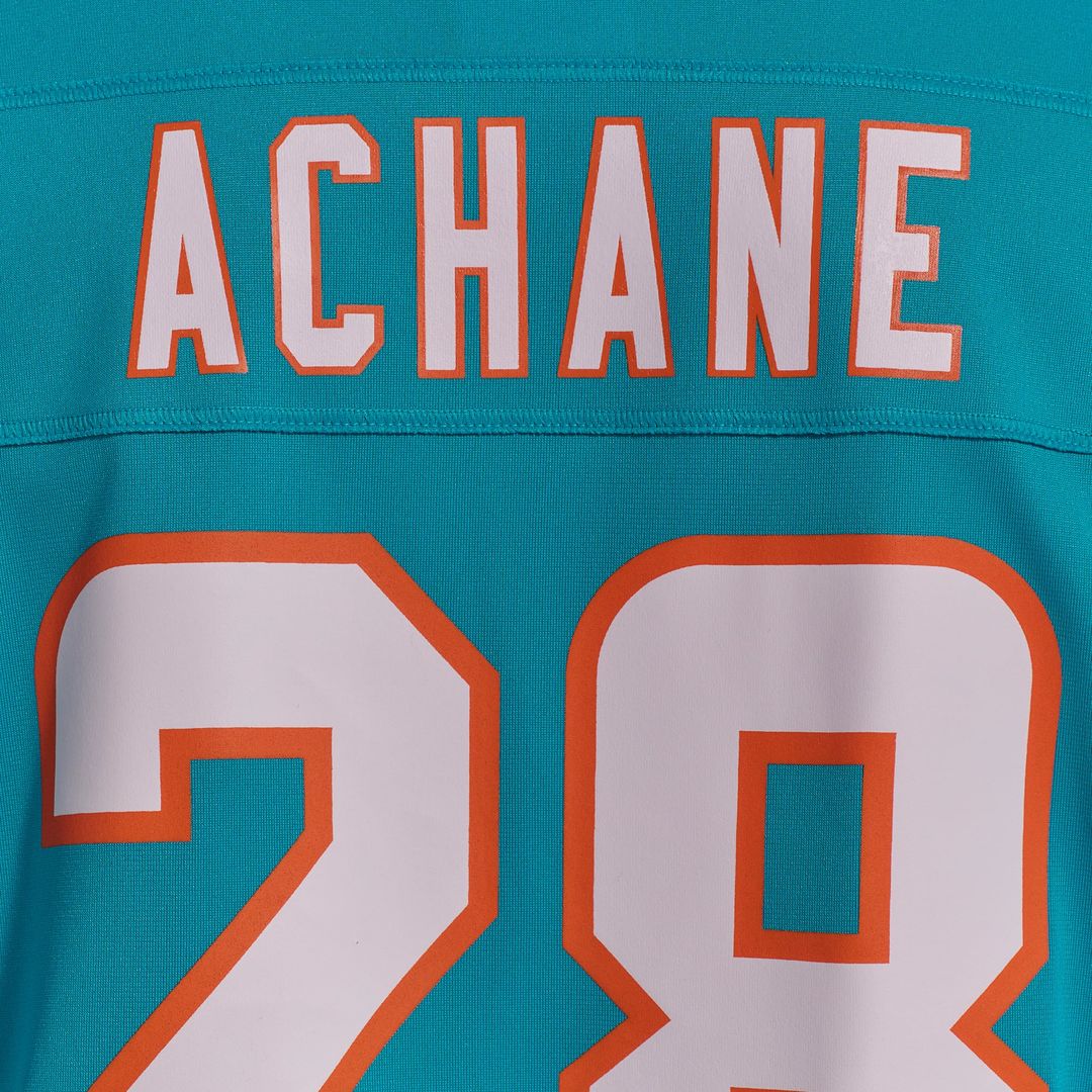 Miami Dolphins De’Von Achane Aqua Player Game Jersey | NFL Football Jersey