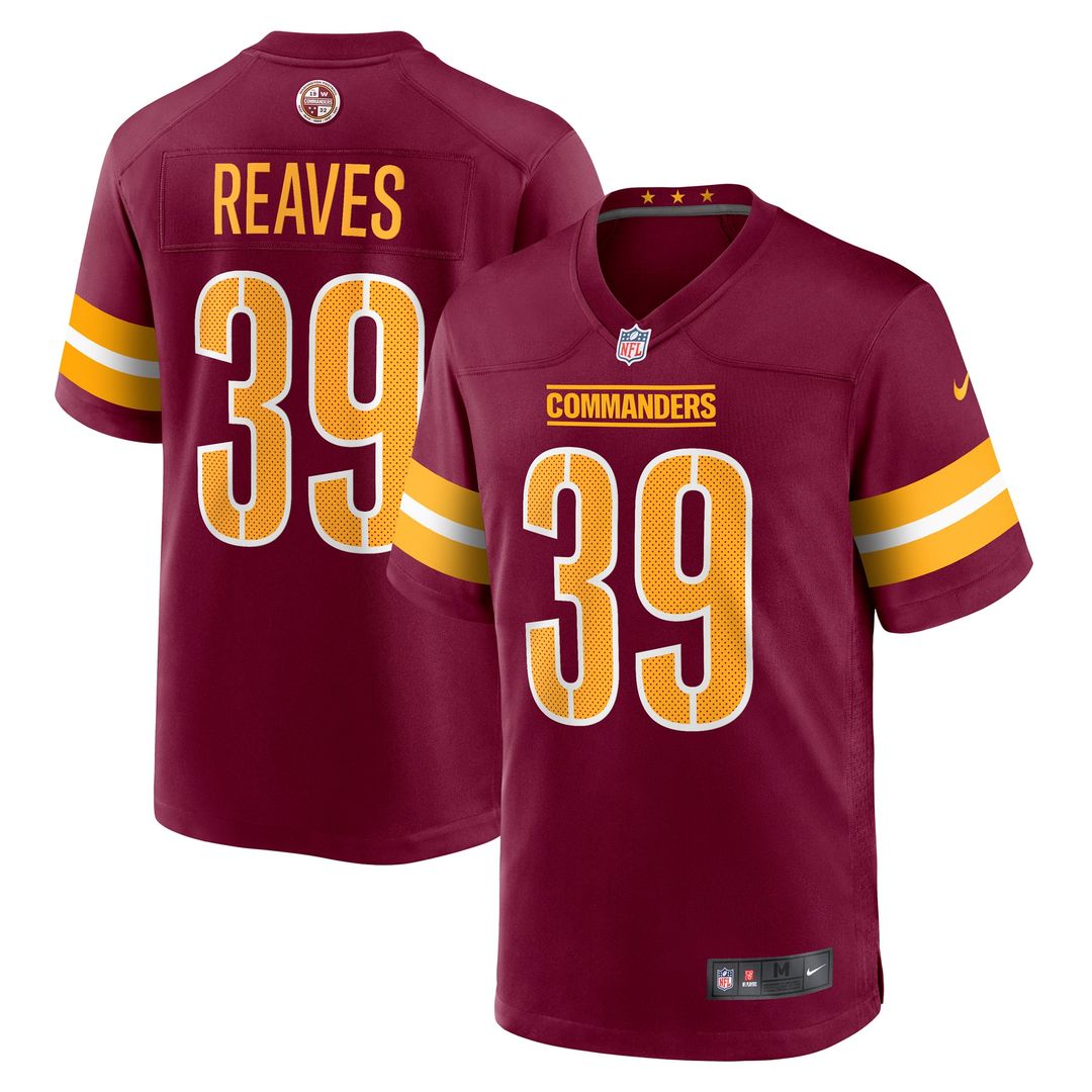 Washington Commanders Jeremy Reaves Burgundy Game Jersey | NFL Football Jersey