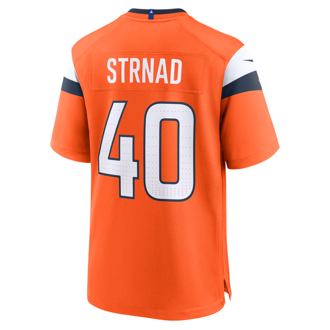 Denver Broncos Justin Strnad Orange Team Game Jersey | NFL Football Jersey