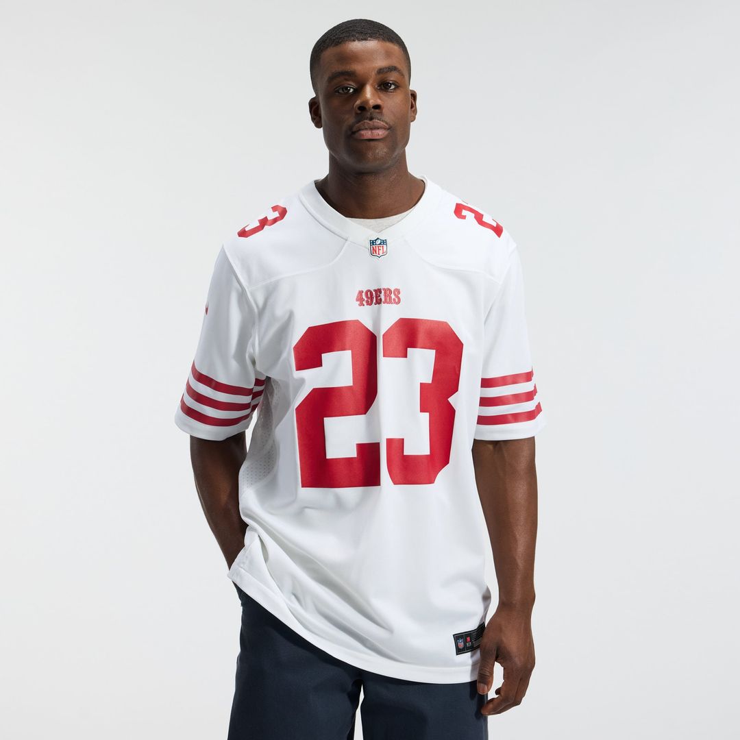 San Francisco 49ers Christian McCaffrey Scarlet Game Player Jersey | NFL Football Jersey