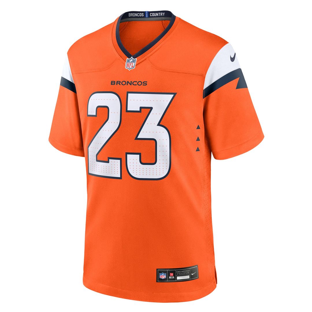 Denver Broncos Jahdae Barron Orange Team Game Jersey | NFL Football Jersey