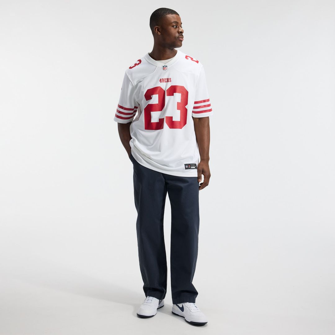 San Francisco 49ers Christian McCaffrey White Game Player Jersey | NFL Football Jersey