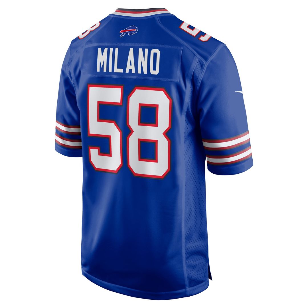 Buffalo Bills Matt Milano Royal Game Player Jersey | NFL Football Jersey