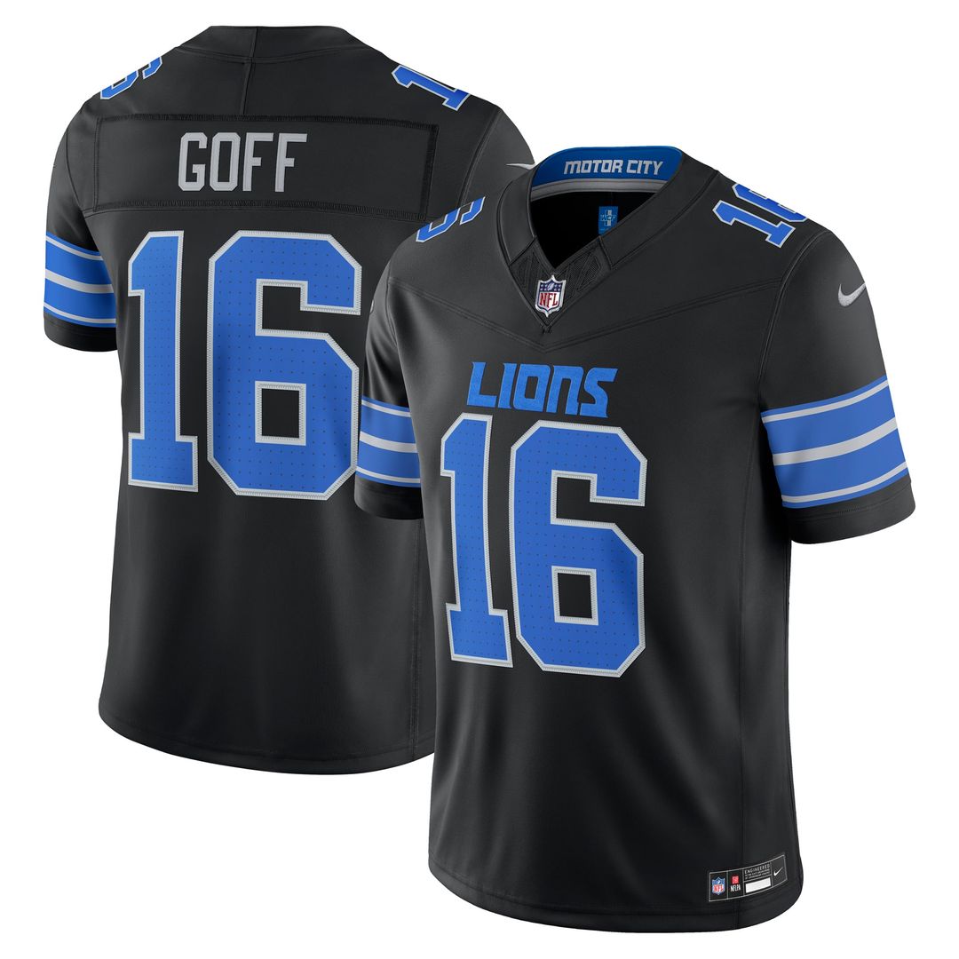 Detroit Lions Jared Goff Black Alternate Vapor F.U.S.E. Stitched Limited Jersey | NFL Football Jersey