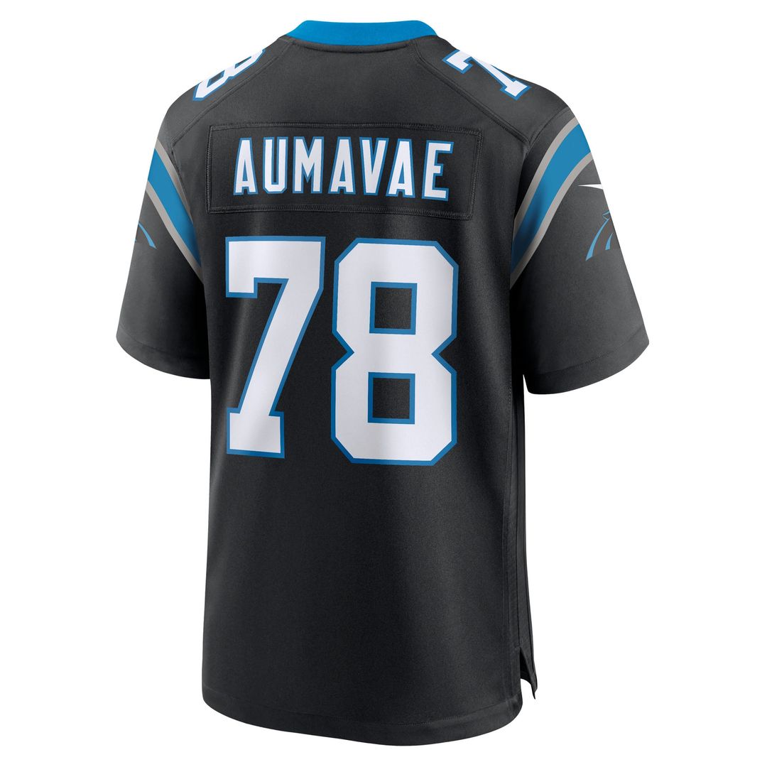 Carolina Panthers Popo Aumavae Black Team Game Jersey | NFL Football Jersey