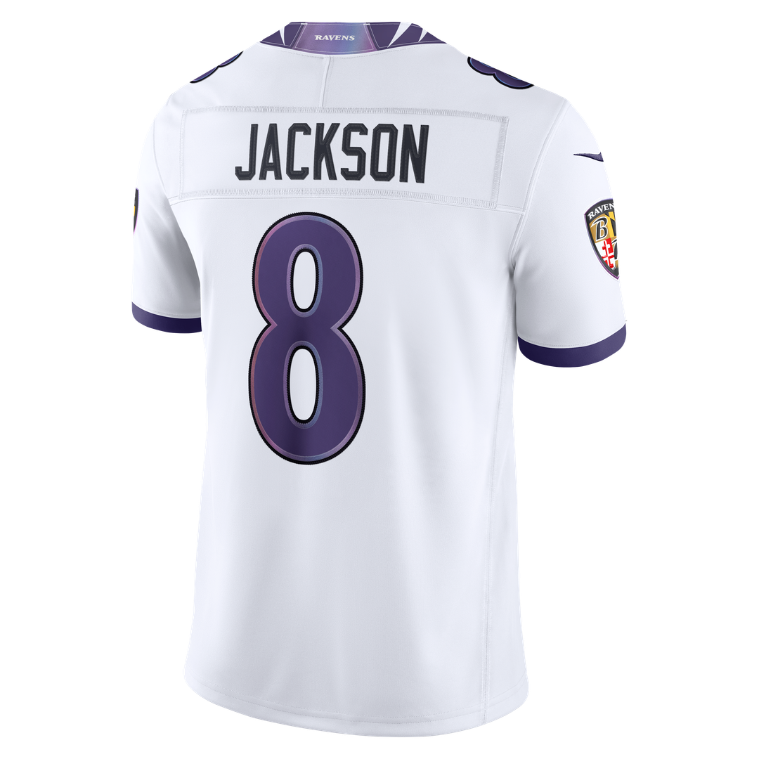 Baltimore Ravens Lamar Jackson White Vapor F.U.S.E. Stitched Limited Jersey | NFL Football Jersey